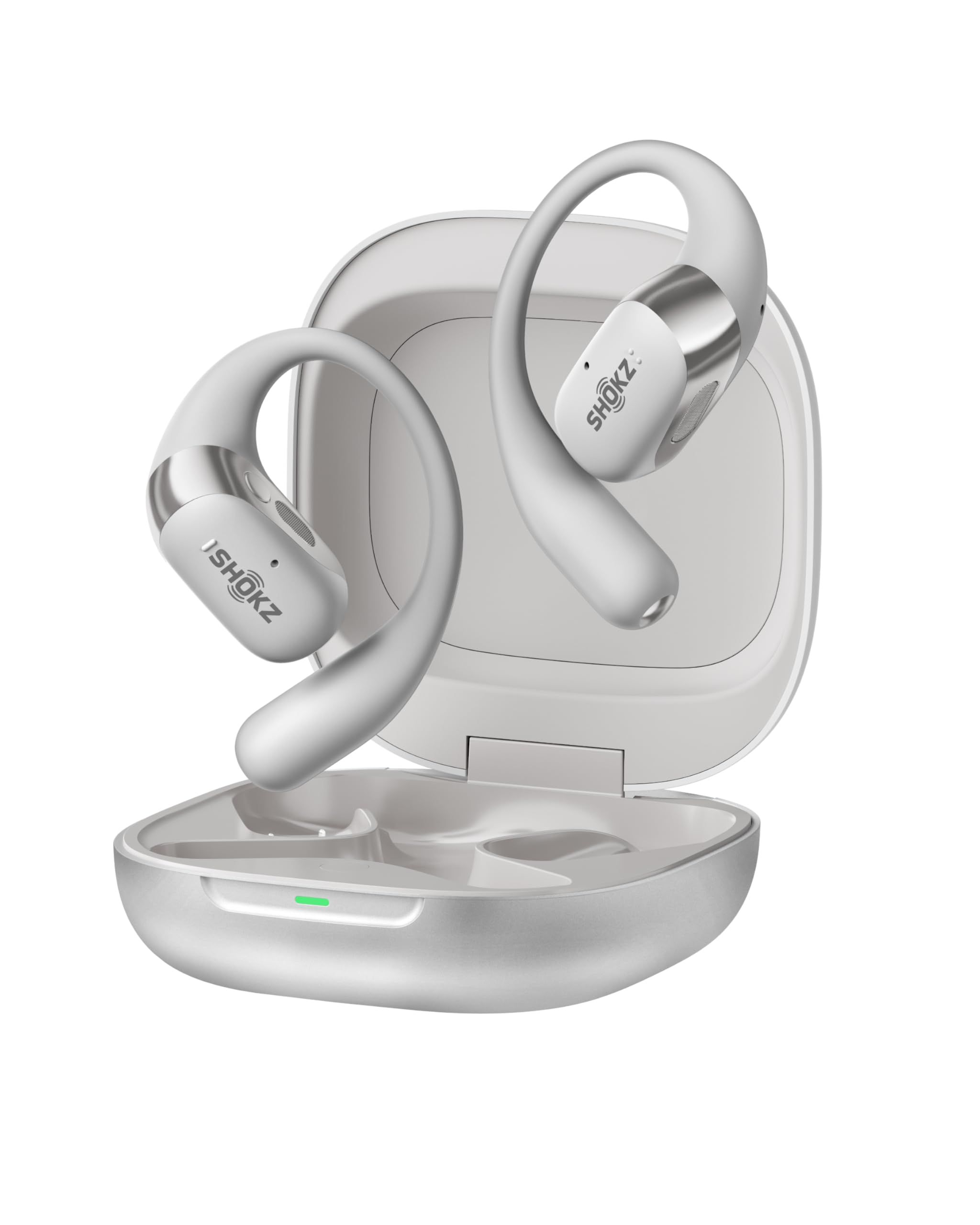 SHOKZ New OpenFit 2+ Open-Ear Headphones, Dolby Audio Enabled, Comfortable Earbuds with Soft Ear Hooks, 48H Playtime, IP55 Water-Resistant, USB-C Fast Charging, Wireless Charging, Carrying Bag, Grey