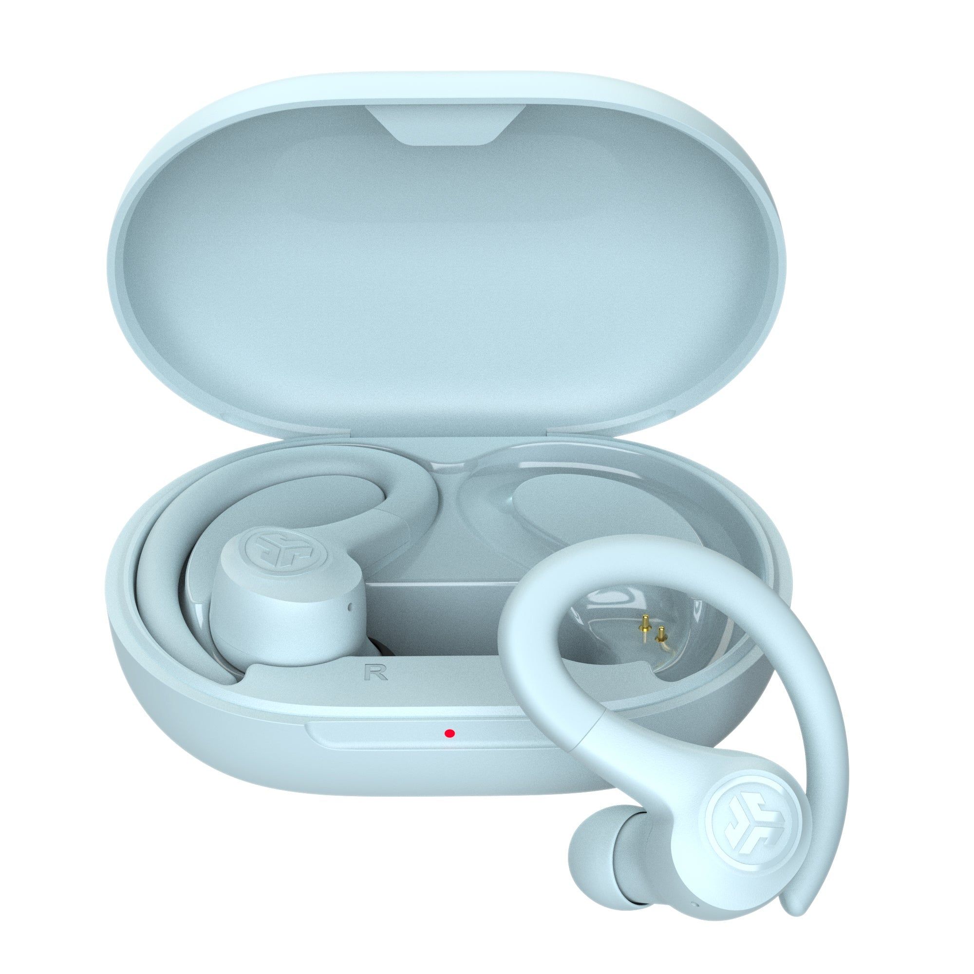 go sport+ true wireless earbuds light blue