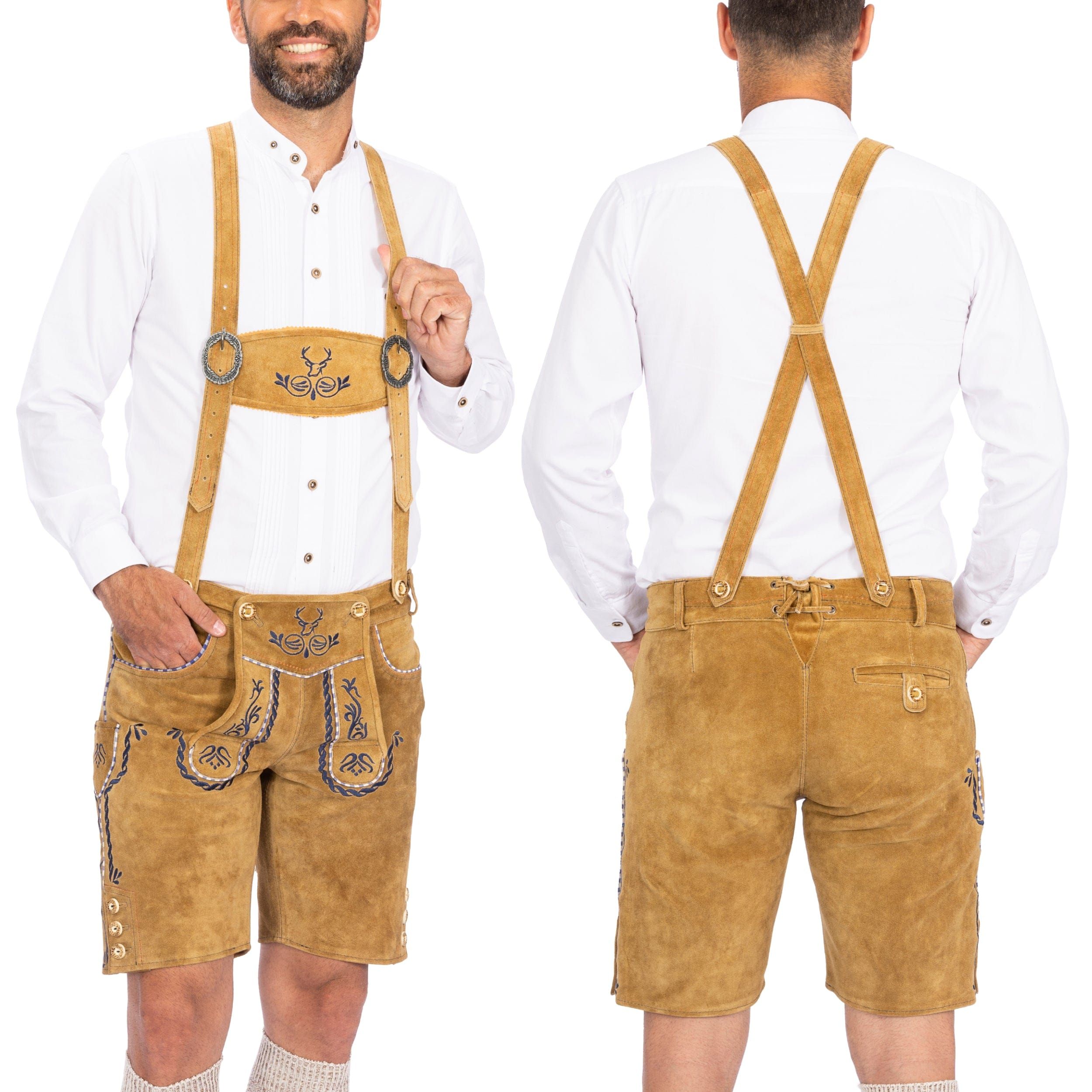 Lederhosen Men Short Antique Sand Blue | US 28