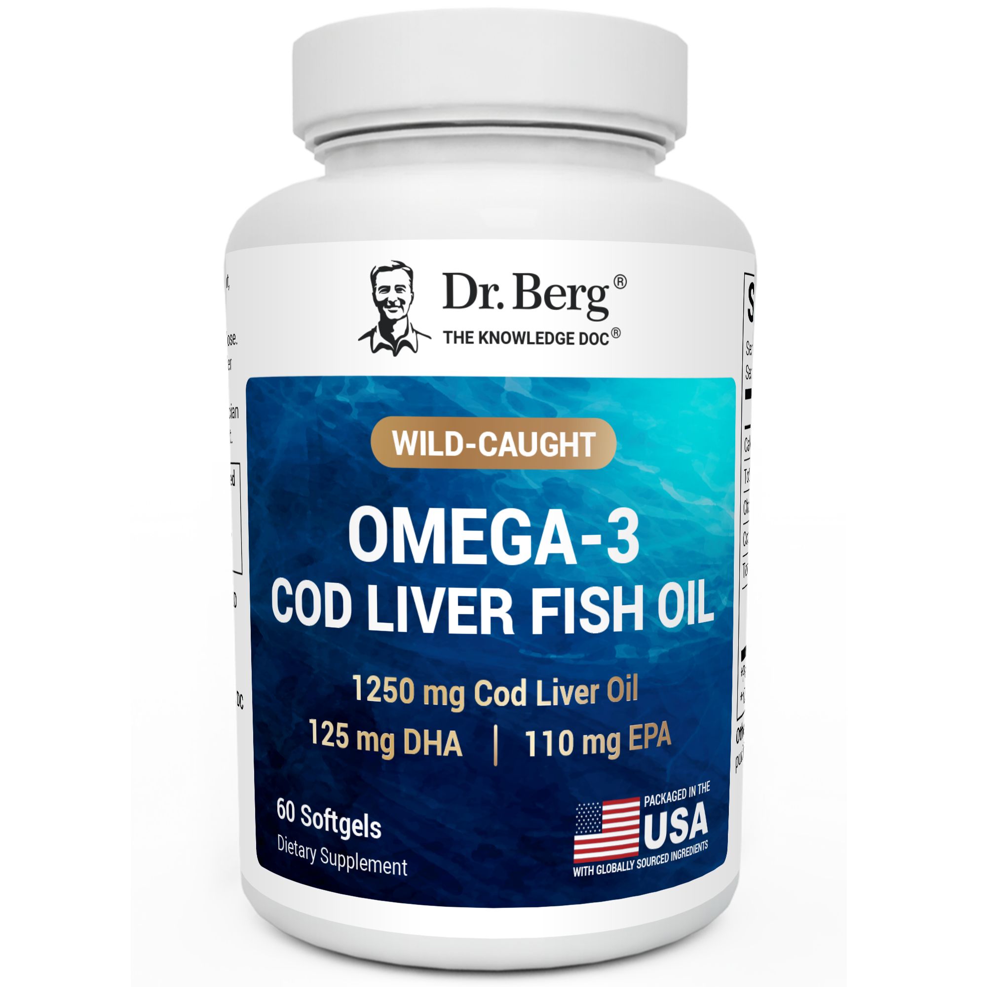 wild-caught omega-3 cod liver fish oil dha epa &ndash; 60 softgels